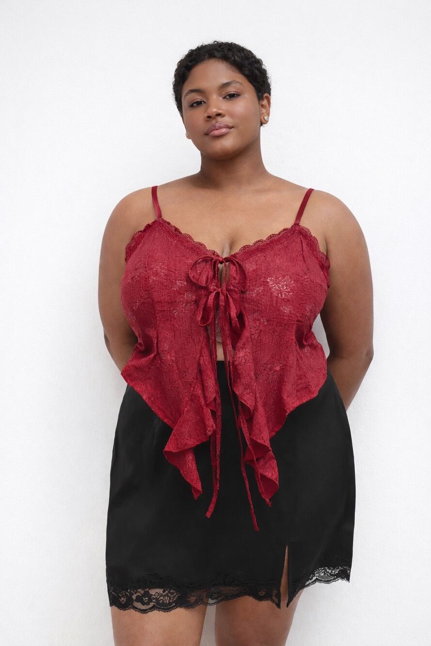 Cider Red Crop Tie Top Size 1XL Women’s